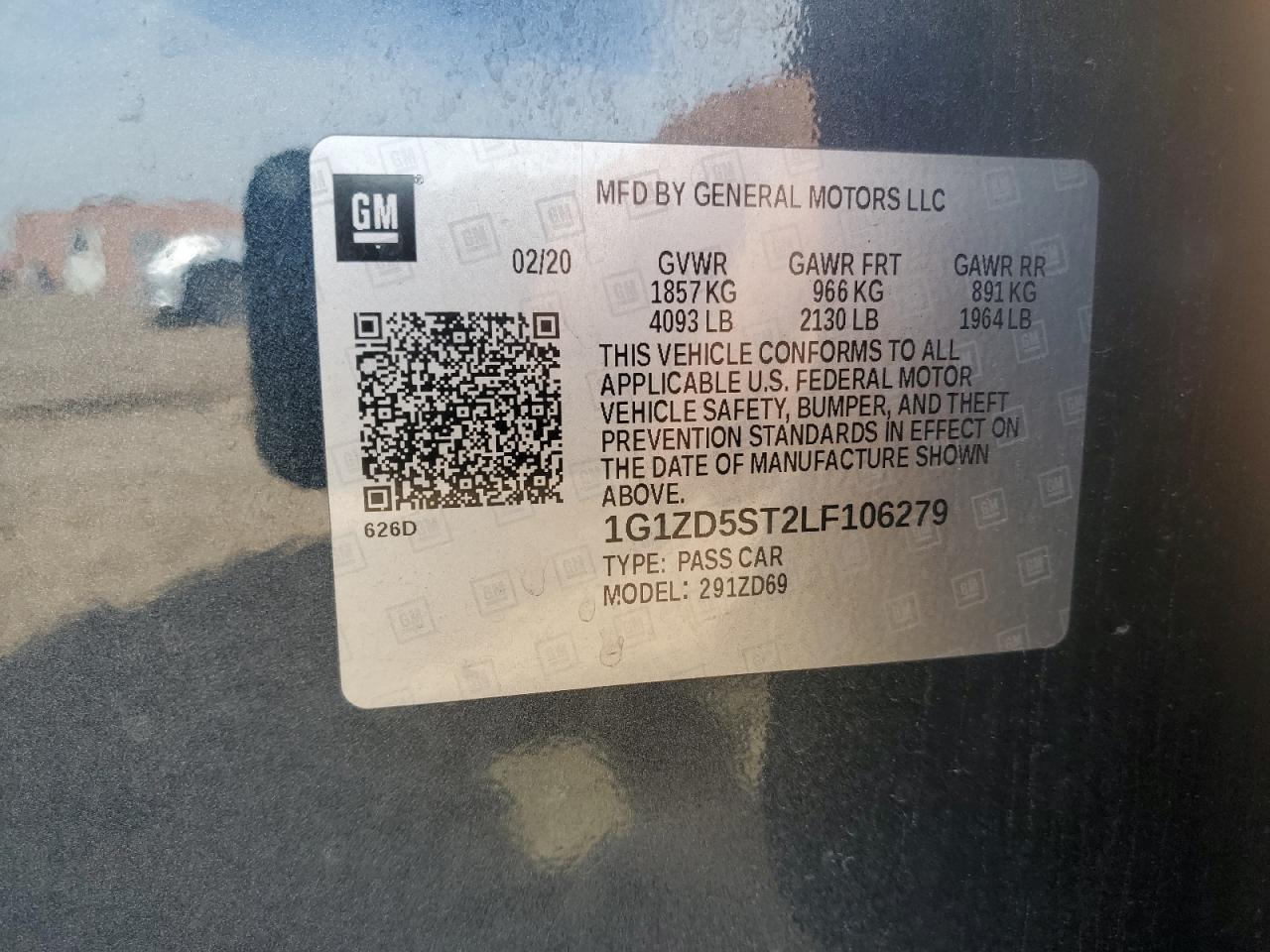 2020 Chevrolet Malibu Lt VIN: 1G1ZD5ST2LF106279 Lot: 81956015
