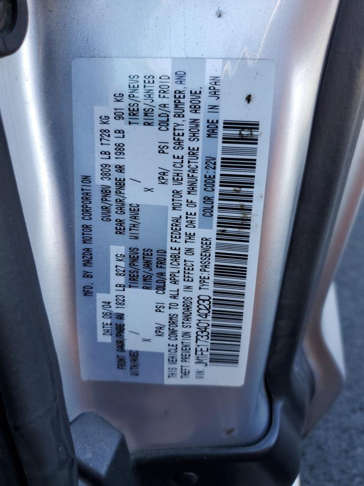 2004 Mazda Rx8 VIN: JM1FE173340140230 Lot: 85397905