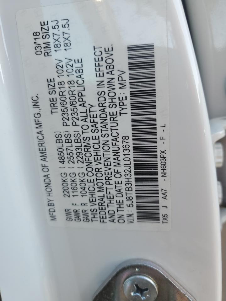 2018 Acura Rdx VIN: 5J8TB3H32JL013678 Lot: 86295835