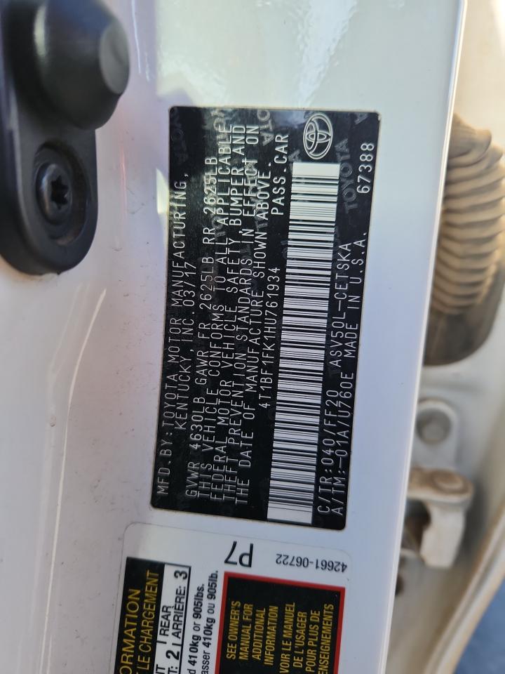 2017 Toyota Camry Le VIN: 4T1BF1FK1HU761934 Lot: 90678405