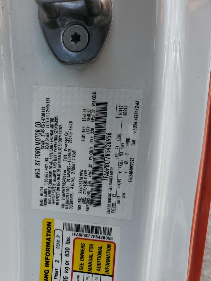 2024 Ford Mustang Gt VIN: 1FA6P8CF7R5426956 Lot: 86181015