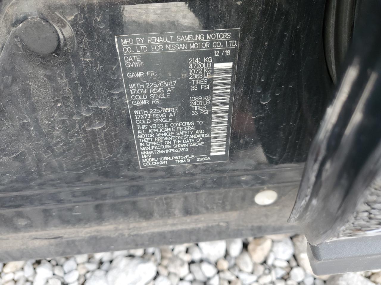 2019 Nissan Rogue S VIN: KNMAT2MV1KP527813 Lot: 85558455