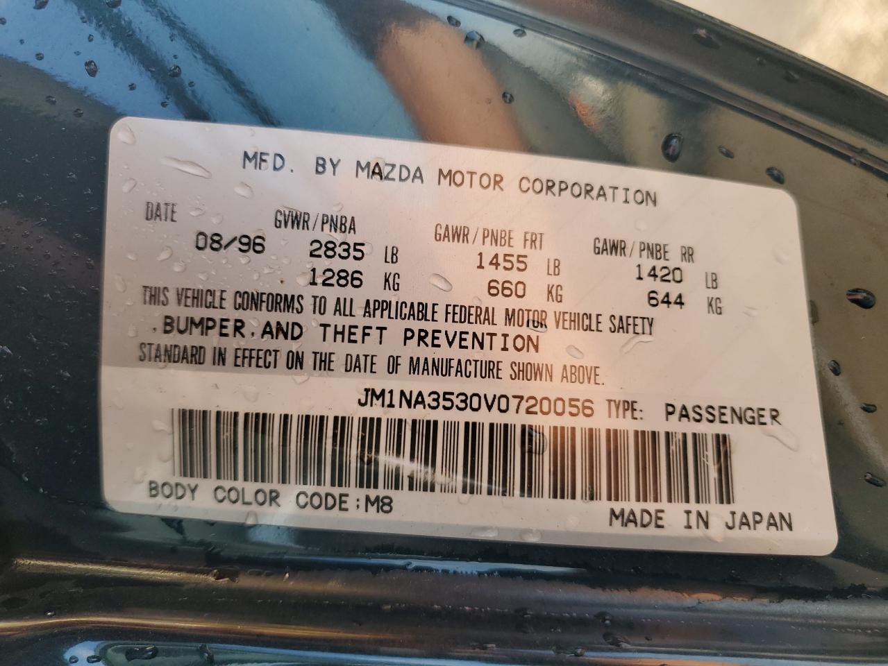 1997 Mazda Mx-5 Miata VIN: JM1NA3530V0720056 Lot: 84758825