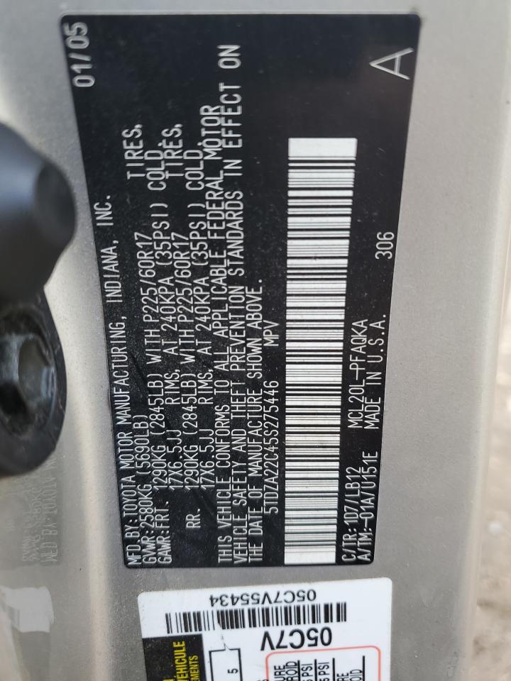 2005 Toyota Sienna Xle VIN: 5TDZA22C45S275446 Lot: 85838285