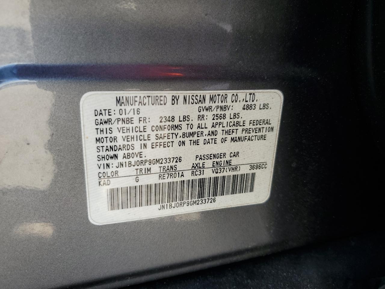 2016 Infiniti Qx50 VIN: JN1BJ0RP9GM233726 Lot: 87262085