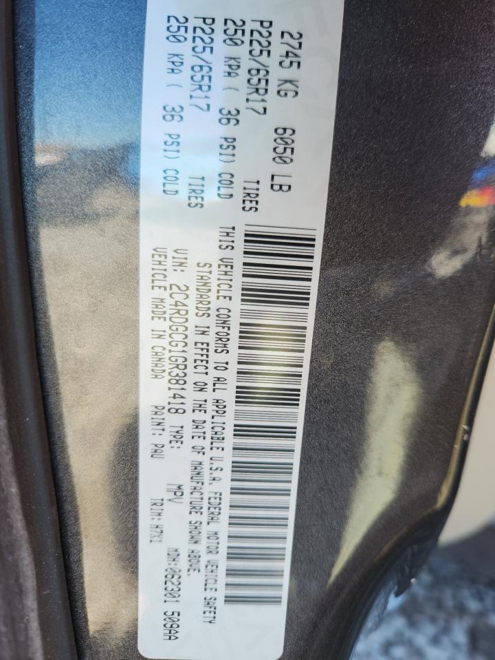 2016 Dodge Grand Caravan Sxt VIN: 2C4RDGCG1GR381418 Lot: 85143105