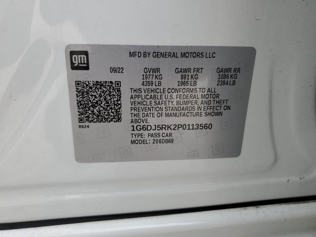 2023 Cadillac Ct4 Luxury VIN: 1G6DJ5RK2P0113560 Lot: 86881535