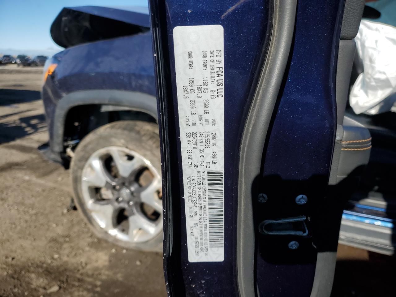 2019 Jeep Compass Limited VIN: 3C4NJDCB1KT826451 Lot: 89836095