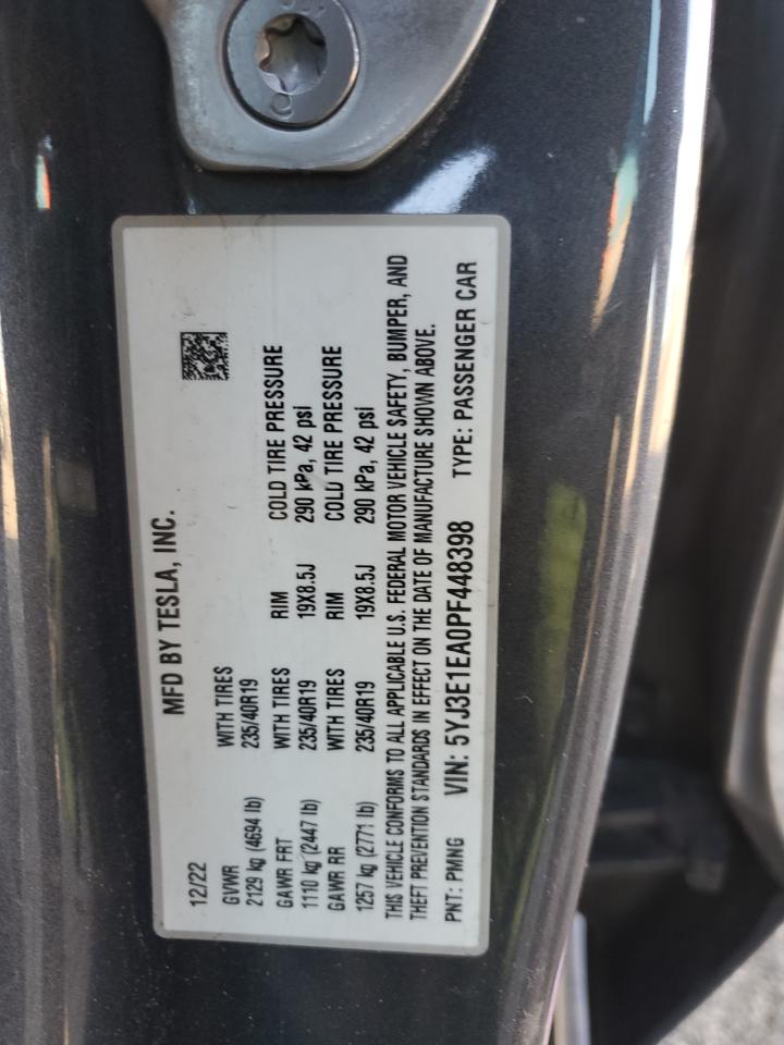 2023 Tesla Model 3 VIN: 5YJ3E1EA0PF448398 Lot: 86820815