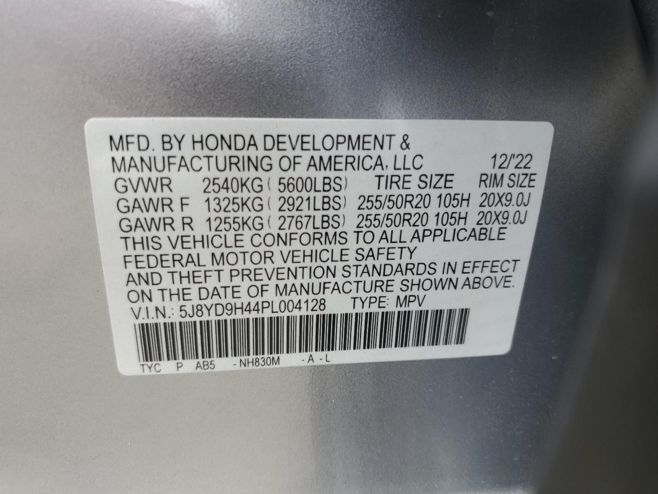 2023 Acura Mdx Technology VIN: 5J8YD9H44PL004128 Lot: 85320825