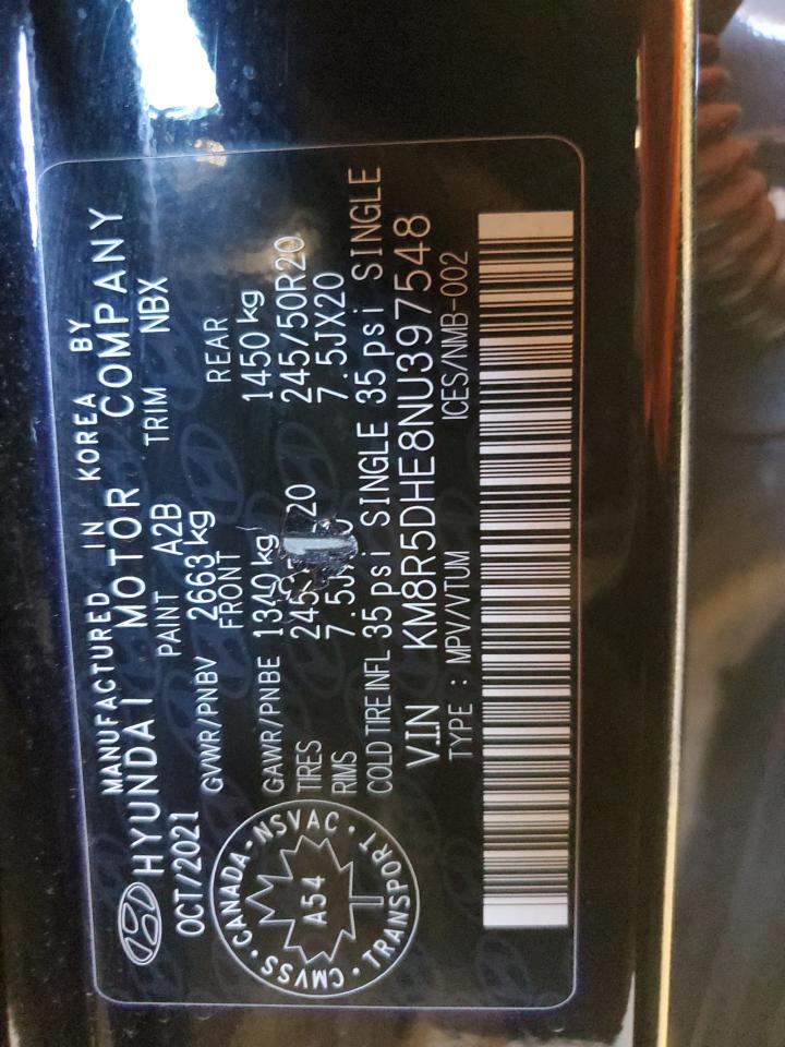 2022 Hyundai Palisade Limited VIN: KM8R5DHE8NU397548 Lot: 84652235