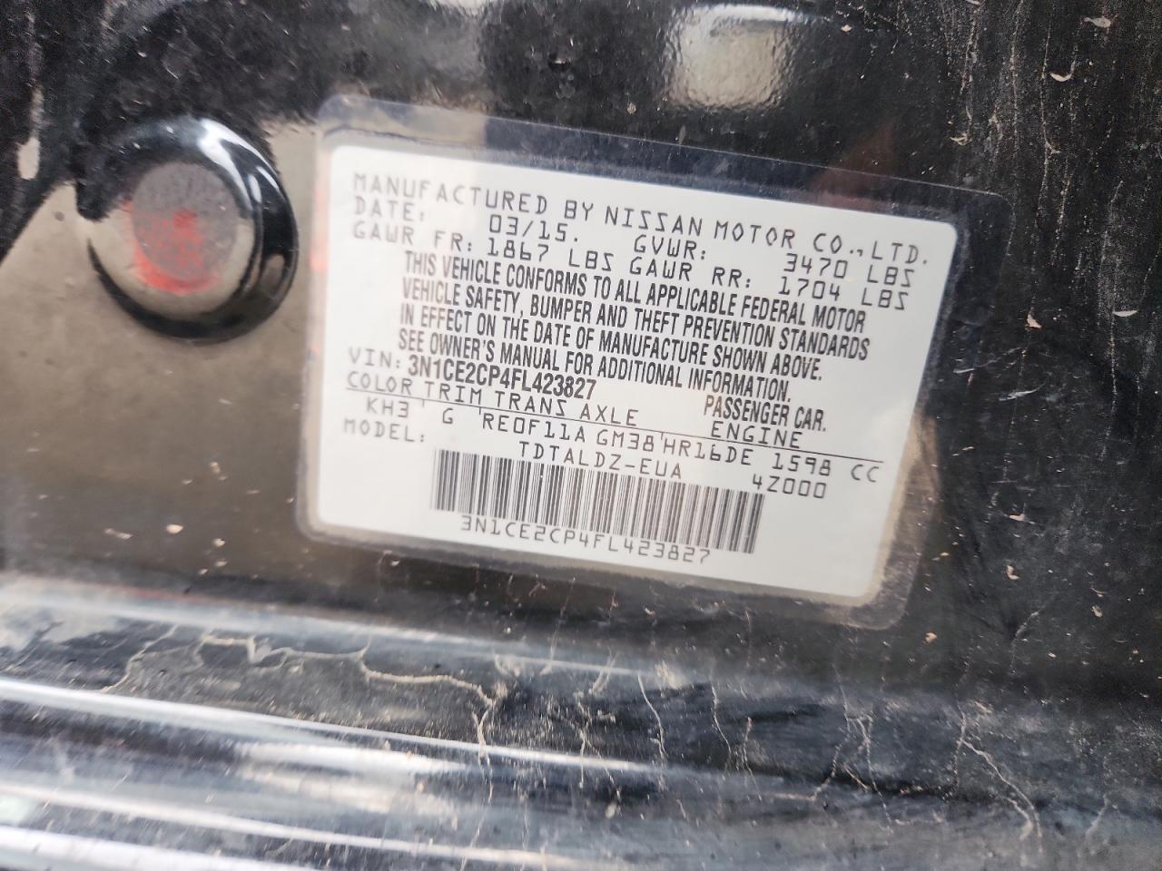 2015 Nissan Versa Note S VIN: 3N1CE2CP4FL423827 Lot: 86106885