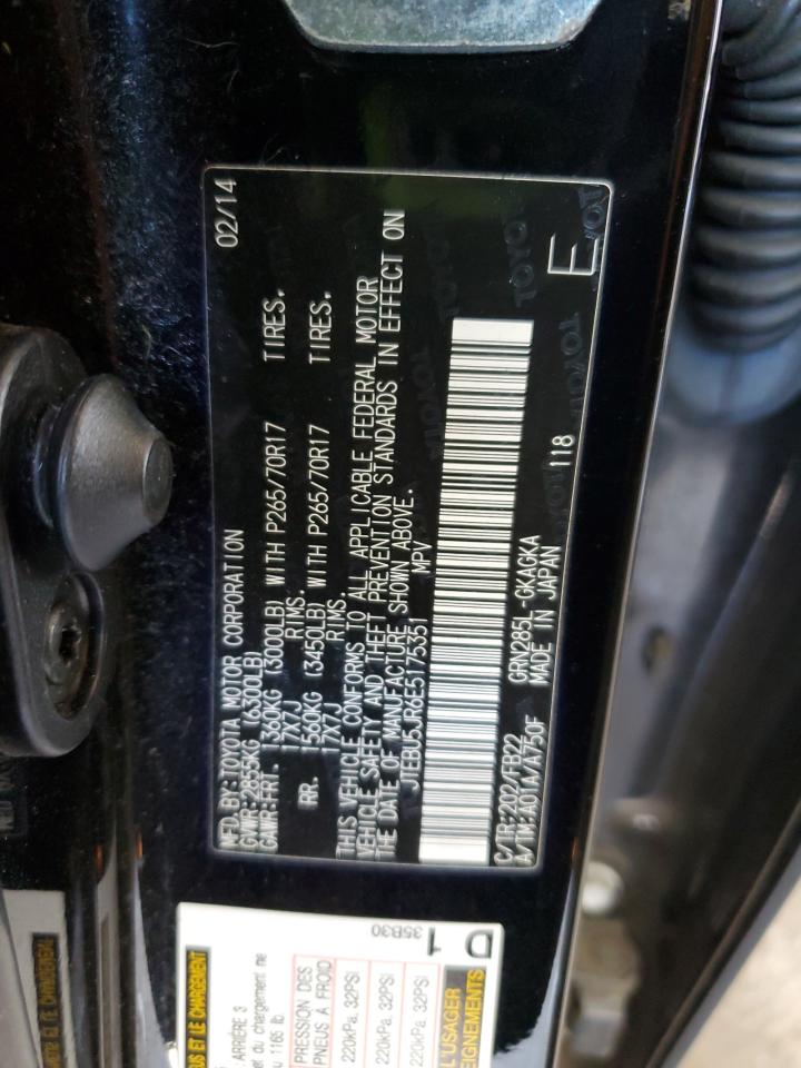 2014 Toyota 4Runner Sr5 VIN: JTEBU5JR6E5175351 Lot: 85136875