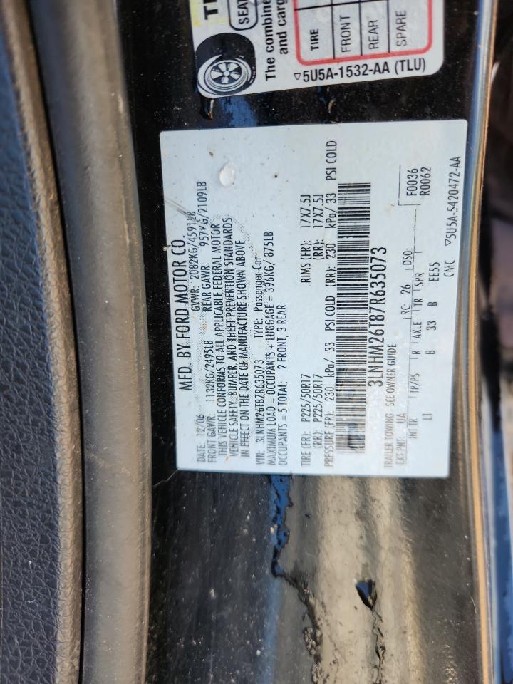 2007 Lincoln Mkz VIN: 3LNHM26T87R635073 Lot: 86266725