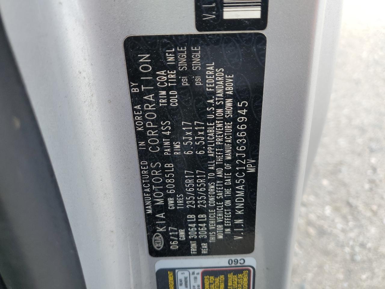 2018 Kia Sedona L VIN: KNDMA5C12J6366945 Lot: 82385345