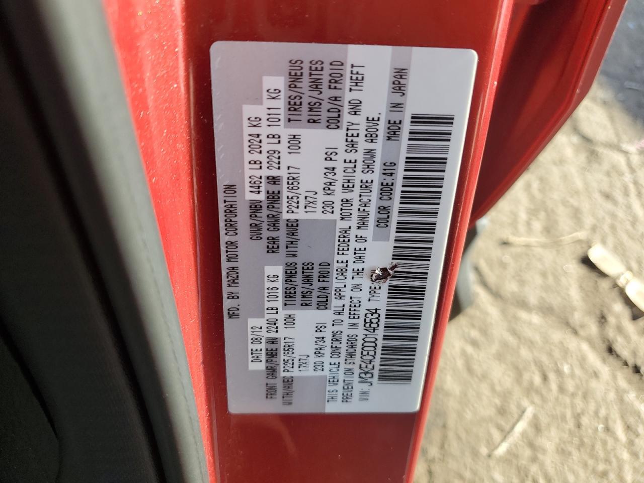 2013 Mazda Cx-5 Touring VIN: JM3KE4CE0D0146534 Lot: 85360475