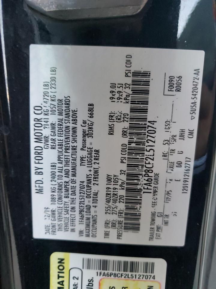 2020 Ford Mustang Gt VIN: 1FA6P8CF2L5127074 Lot: 86856435