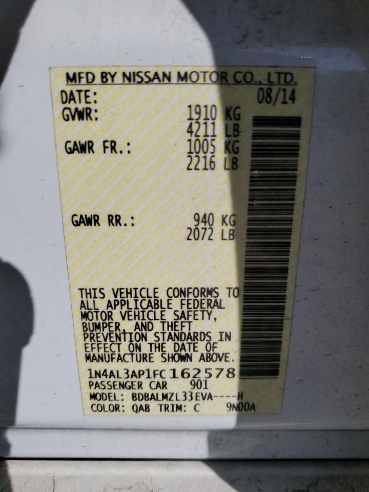 2015 Nissan Altima 2.5 VIN: 1N4AL3AP1FC162578 Lot: 85933065