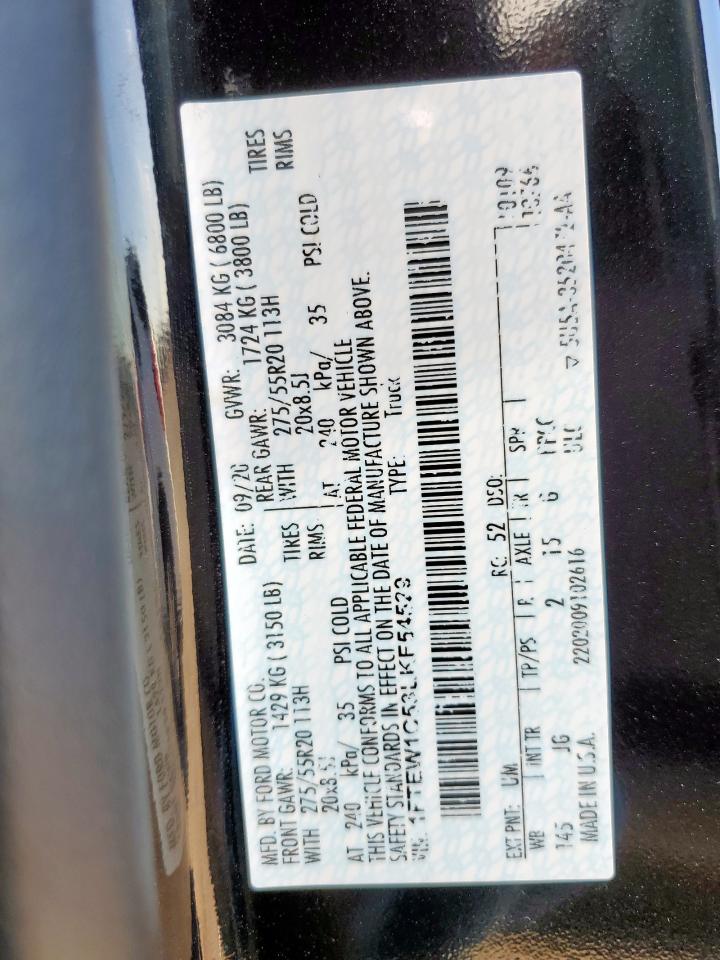 2020 Ford F150 Supercrew VIN: 1FTEW1C53LKF54529 Lot: 84968685