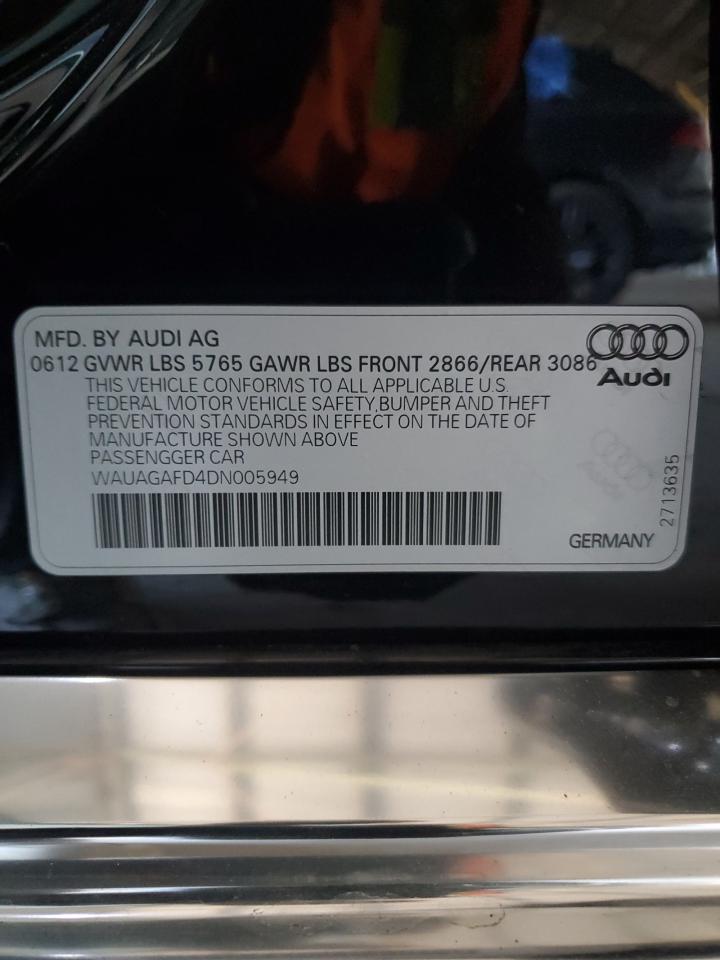 2013 Audi A8 Quattro VIN: WAUAGAFD4DN005949 Lot: 82565345