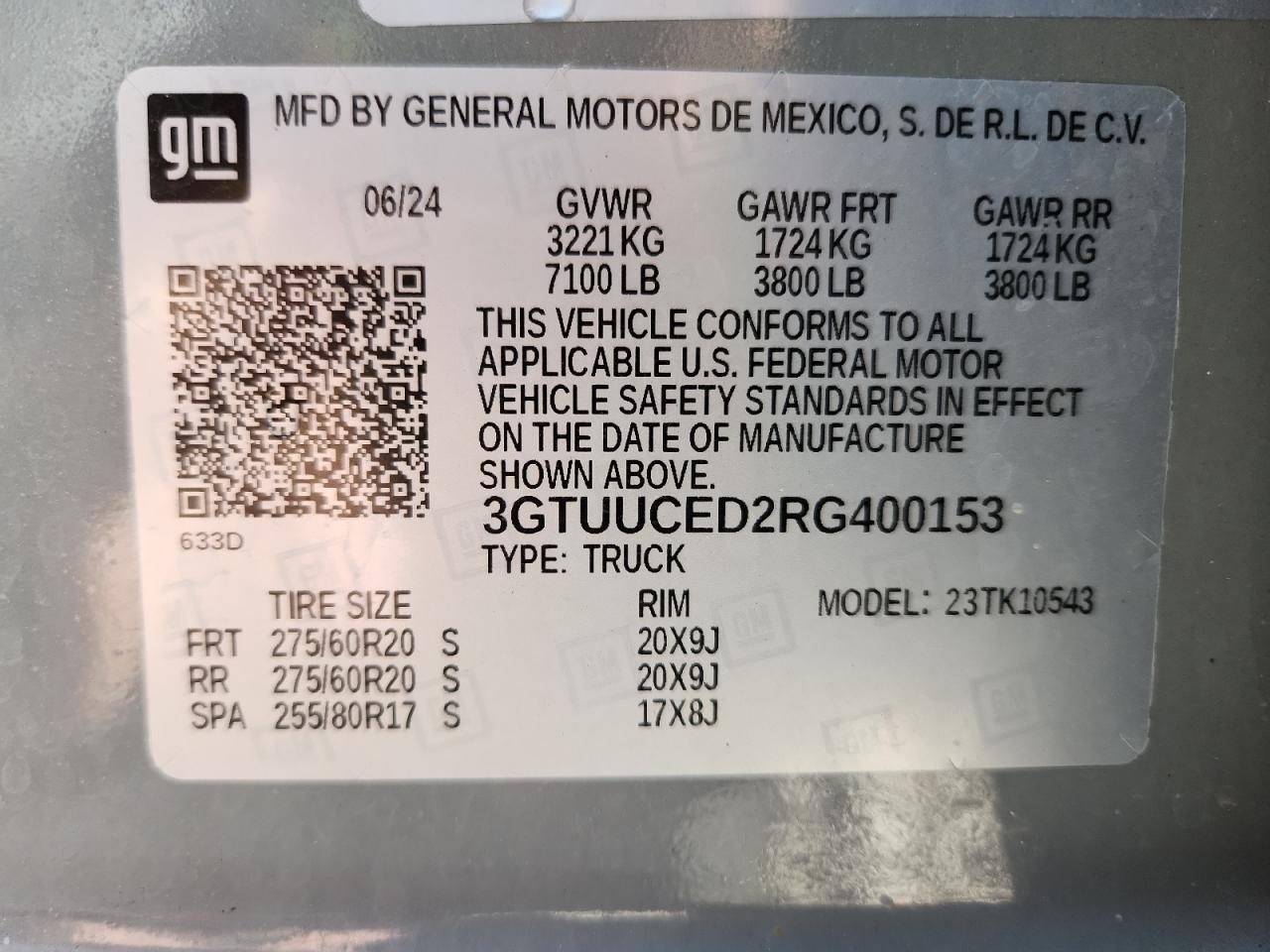 2024 GMC Sierra K1500 Elevation VIN: 3GTUUCED2RG400153 Lot: 86555765