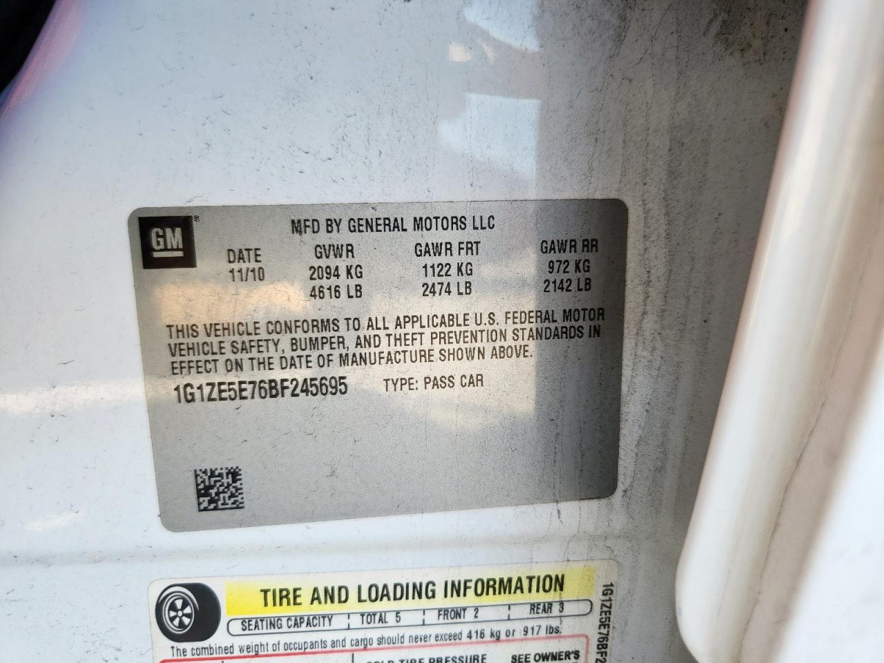 2011 Chevrolet Malibu Ltz VIN: 1G1ZE5E76BF245695 Lot: 86433405