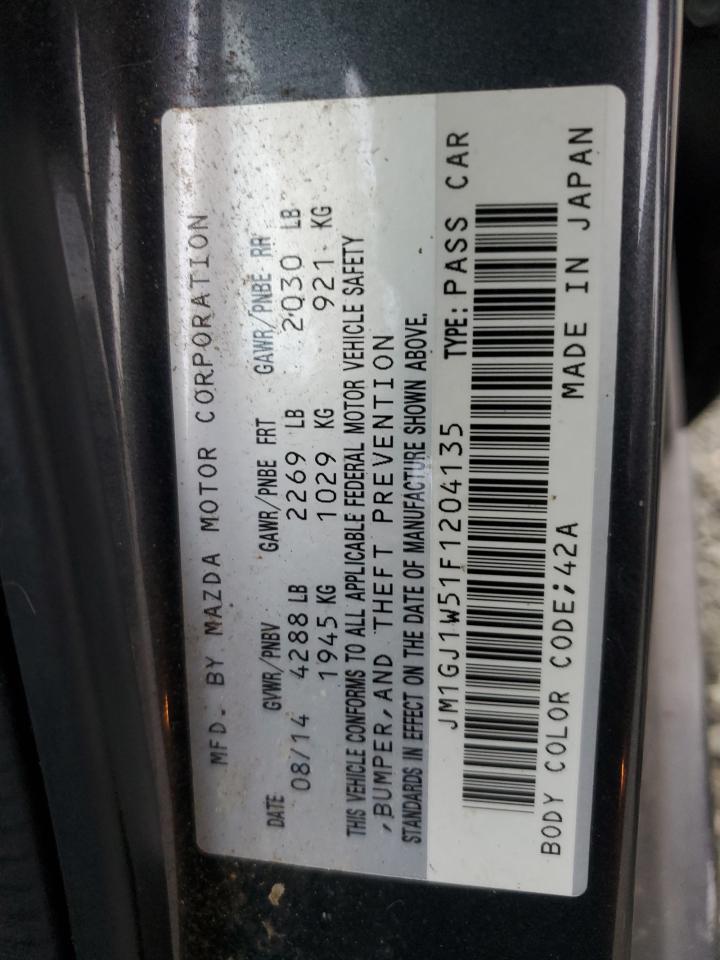 2015 Mazda 6 Grand Touring VIN: JM1GJ1W51F1204135 Lot: 85817105