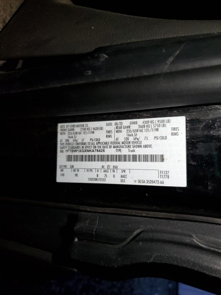 2022 Ford Transit Cargo Van T- VIN: 1FTBW1XGXNKA78426 Lot: 86592475
