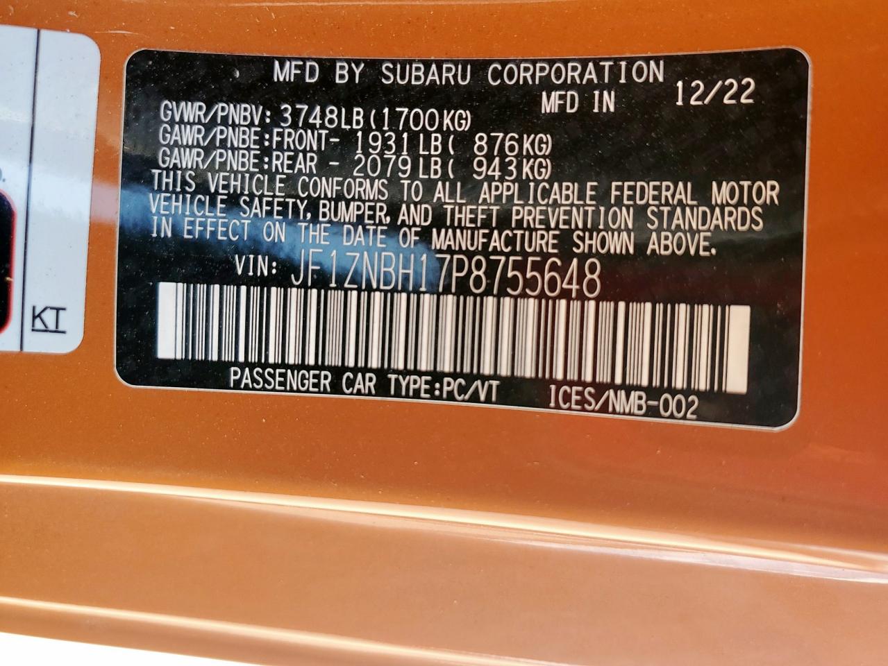 2023 Toyota Gr 86 Premium VIN: JF1ZNBH17P8755648 Lot: 85282165