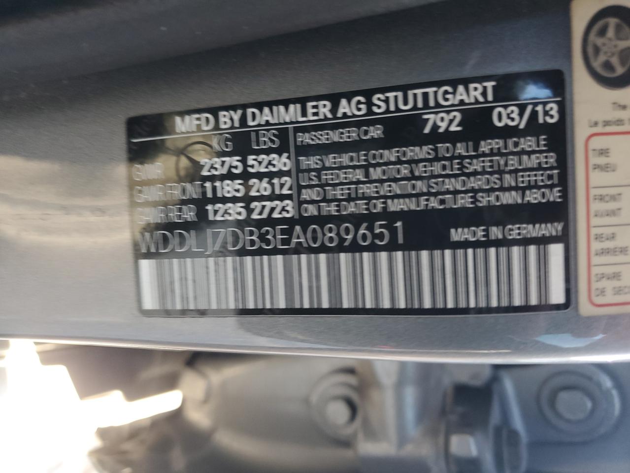 2014 Mercedes-Benz Cls 550 VIN: WDDLJ7DB3EA089651 Lot: 82368805