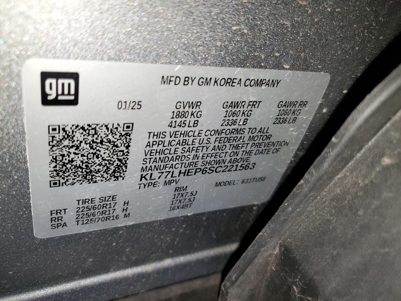 2025 Chevrolet Trax 1Lt VIN: KL77LHEP6SC221563 Lot: 87107615