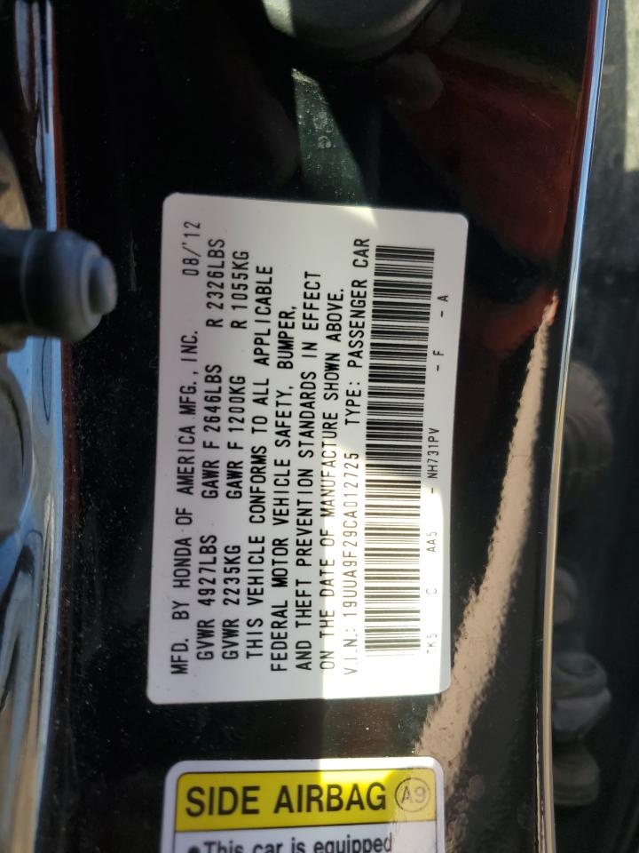 2012 Acura Tl VIN: 19UUA9F29CA012725 Lot: 82187235