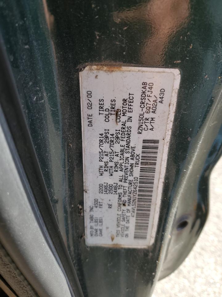 2000 Toyota Tacoma Xtracab VIN: 4TAVL52N1YZ642510 Lot: 82583305