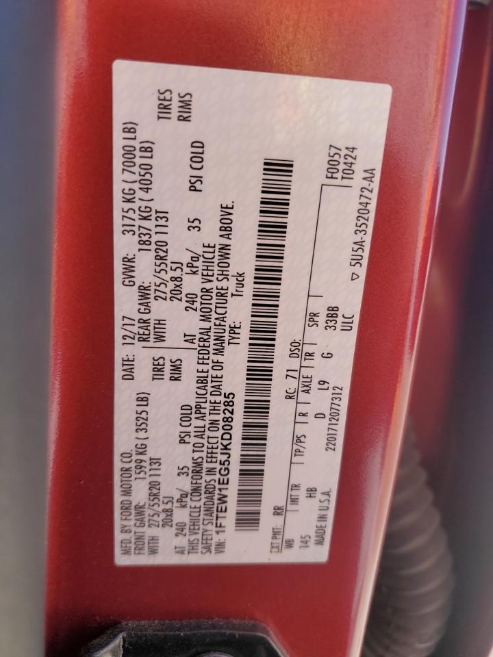 2018 Ford F150 Supercrew VIN: 1FTEW1EG5JKD08285 Lot: 86260925