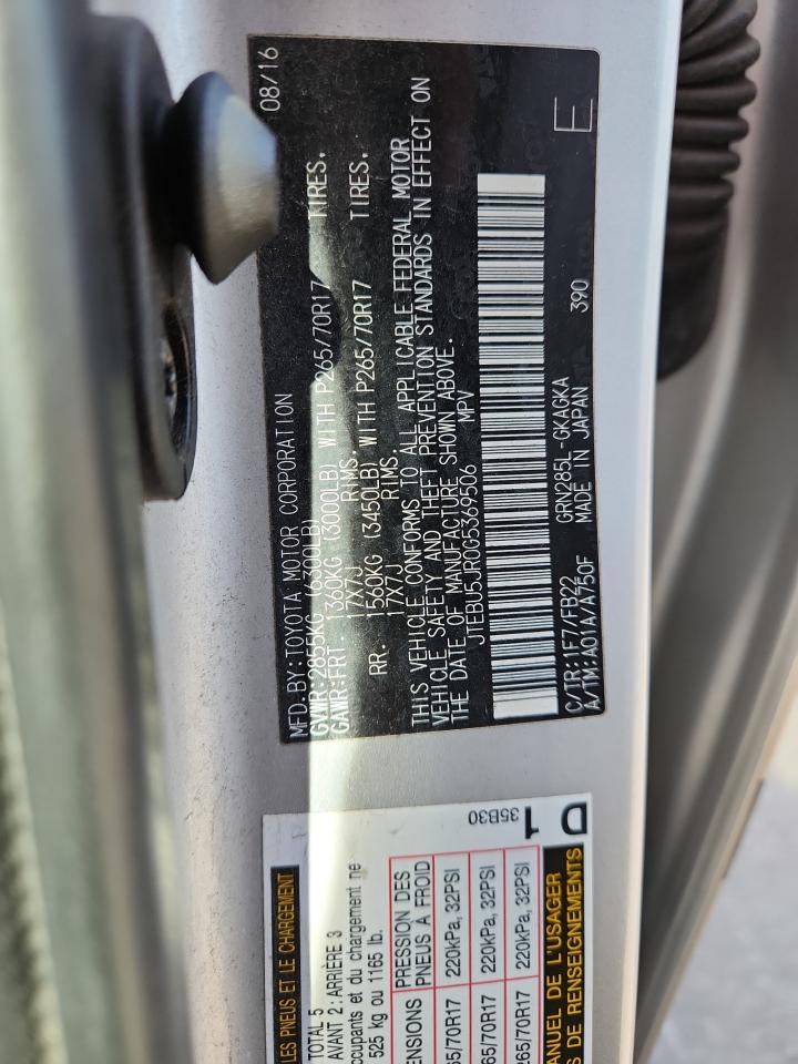 2016 Toyota 4Runner Sr5/Sr5 Premium VIN: JTEBU5JR0G5369506 Lot: 84403305