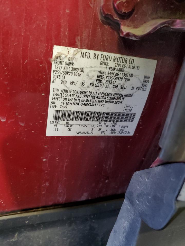 2011 Ford Explorer Limited VIN: 1FMHK8F84BGA17771 Lot: 82352685