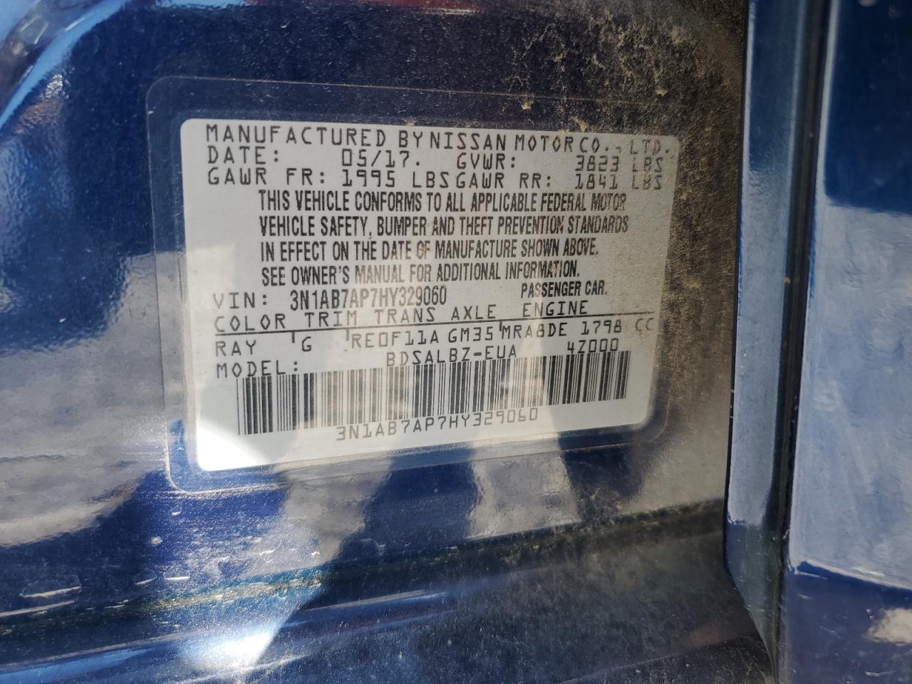 2017 Nissan Sentra S VIN: 3N1AB7AP7HY329060 Lot: 84899165