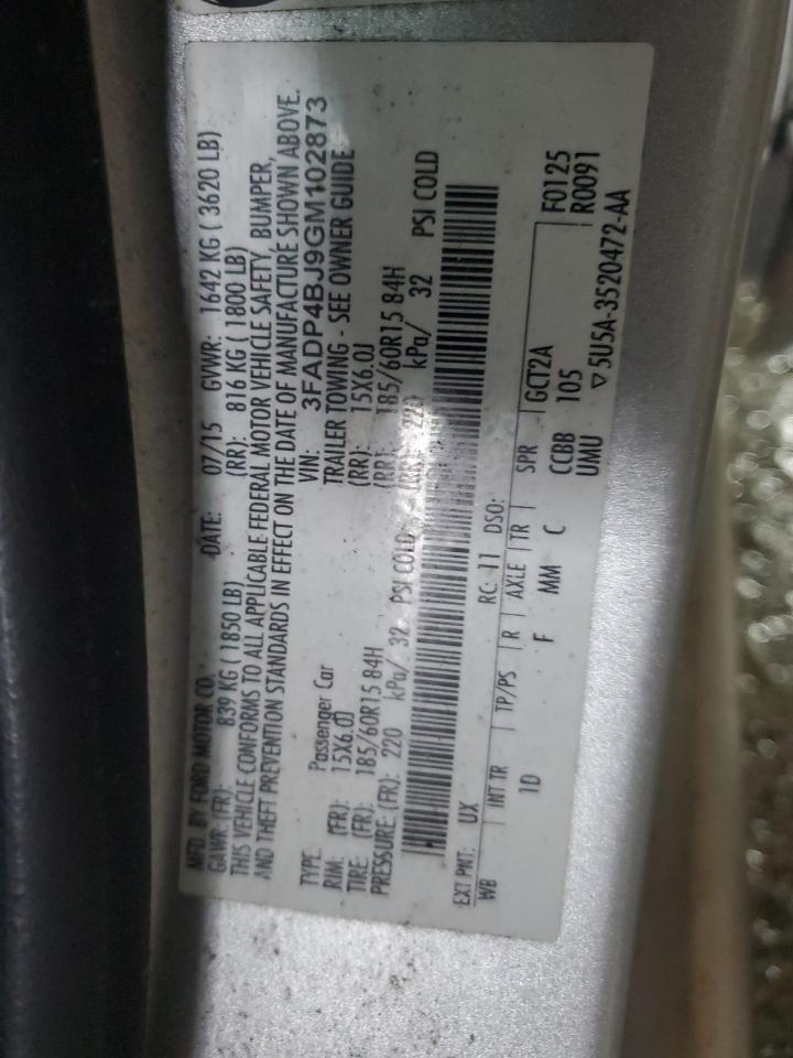 2016 Ford Fiesta Se VIN: 3FADP4BJ9GM102873 Lot: 87279645