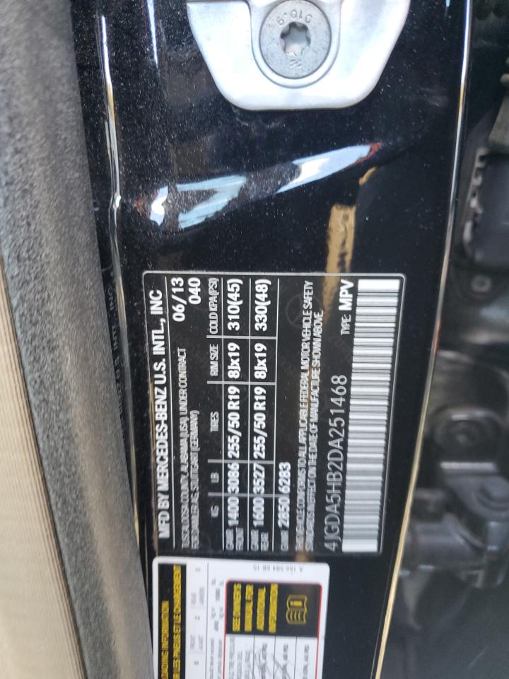 2013 Mercedes-Benz Ml 350 4Matic VIN: 4JGDA5HB2DA251468 Lot: 89450155