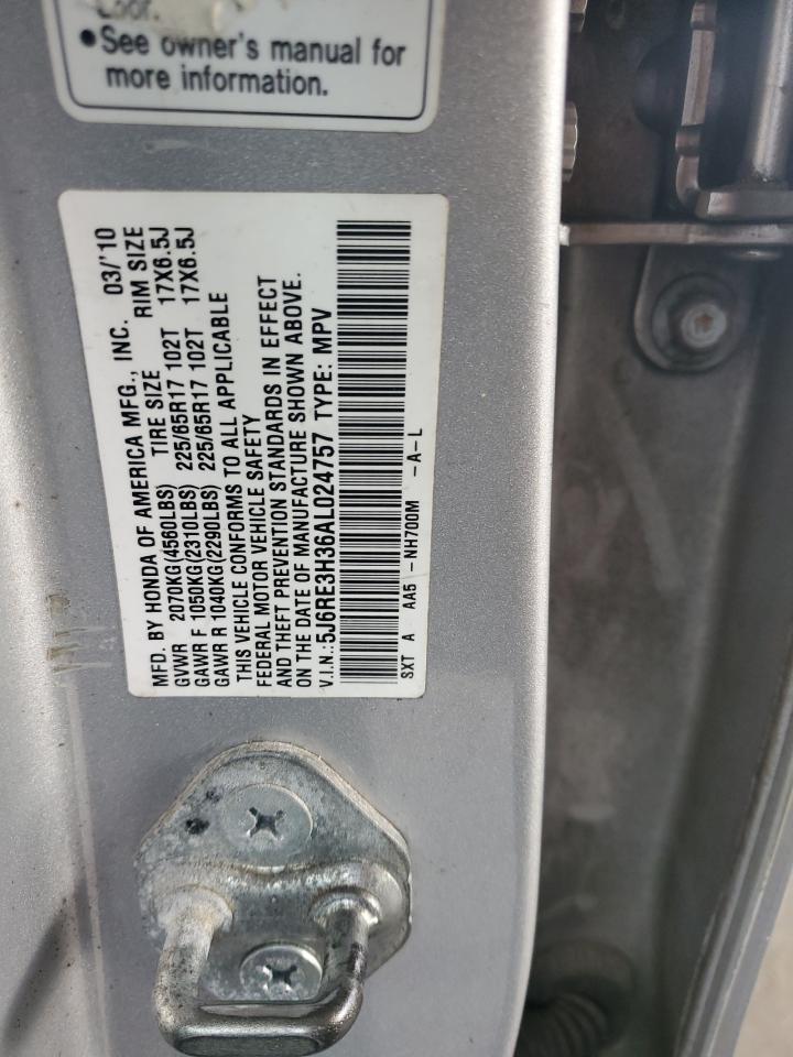 2010 Honda Cr-V Lx VIN: 5J6RE3H36AL024757 Lot: 89905945