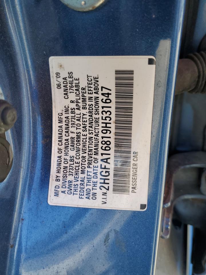 2009 Honda Civic Ex VIN: 2HGFA16819H531647 Lot: 82243115