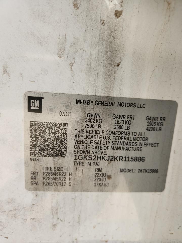 2019 GMC Yukon Xl Denali VIN: 1GKS2HKJ2KR115886 Lot: 90073415
