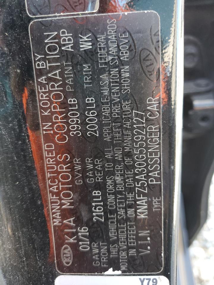 2016 Kia Forte Sx VIN: KNAFZ5A30G5592127 Lot: 86444505