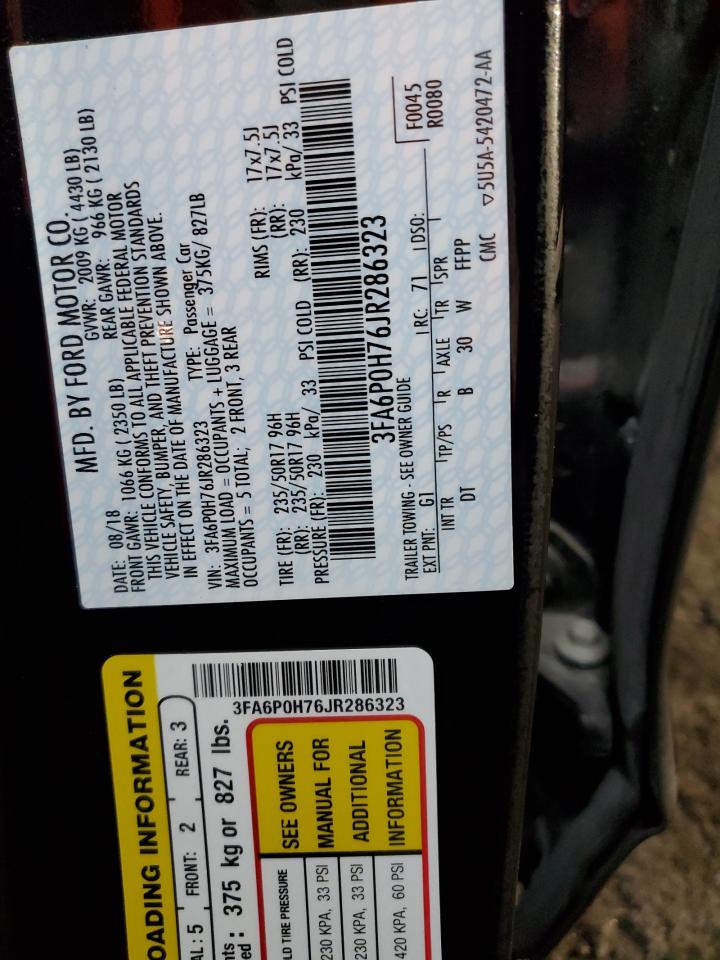 2018 Ford Fusion Se VIN: 3FA6P0H76JR286323 Lot: 85794445