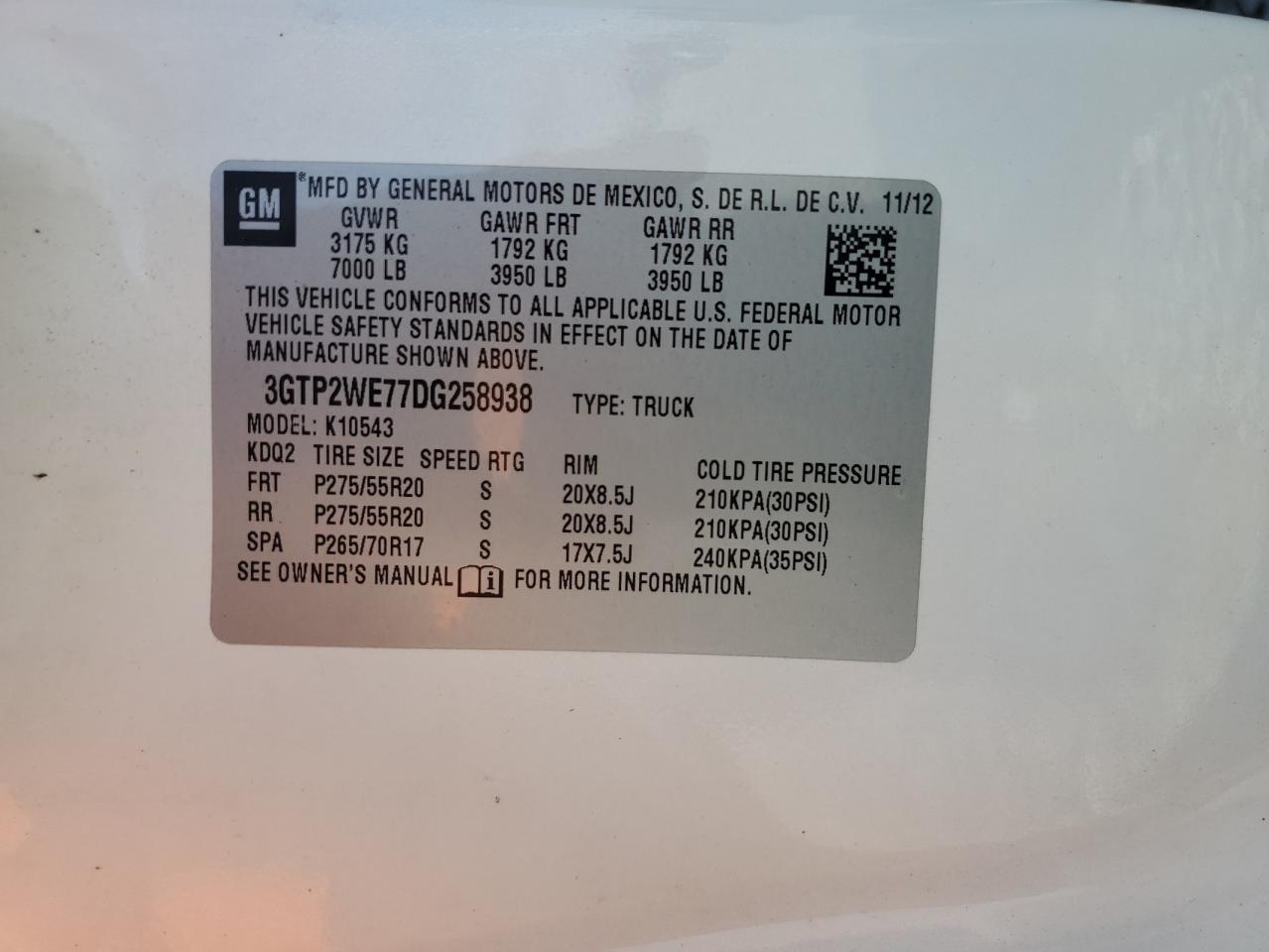 2013 GMC Sierra K1500 Slt VIN: 3GTP2WE77DG258938 Lot: 82714525
