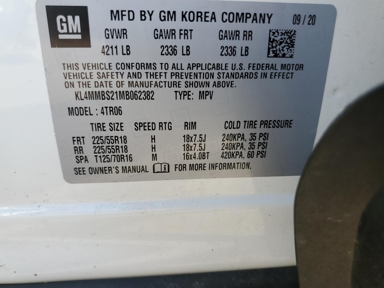 2021 Buick Encore Gx Preferred VIN: KL4MMBS21MB062382 Lot: 85269995