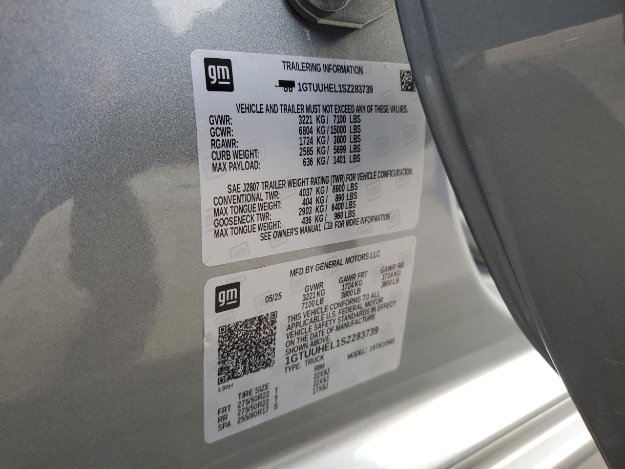 2025 GMC Sierra K1500 Denali Ultimate VIN: 1GTUUHEL1SZ283739 Lot: 85886825