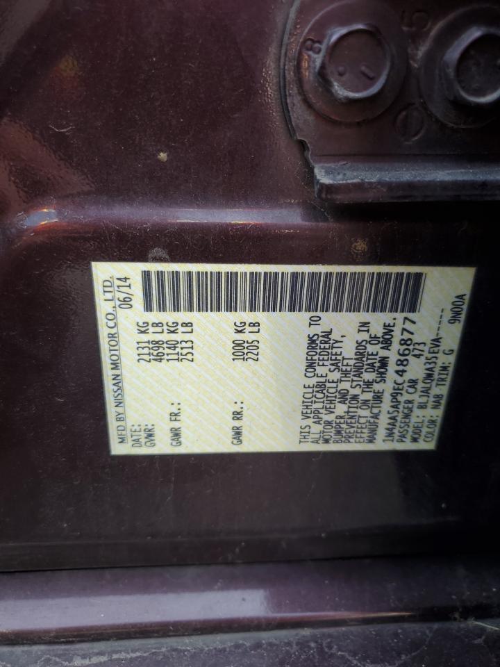 2014 Nissan Maxima S VIN: 1N4AA5AP9EC486877 Lot: 86307375