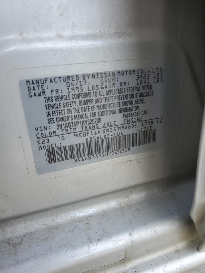 2017 Nissan Sentra S VIN: 3N1AB7AP1HY320208 Lot: 86060195