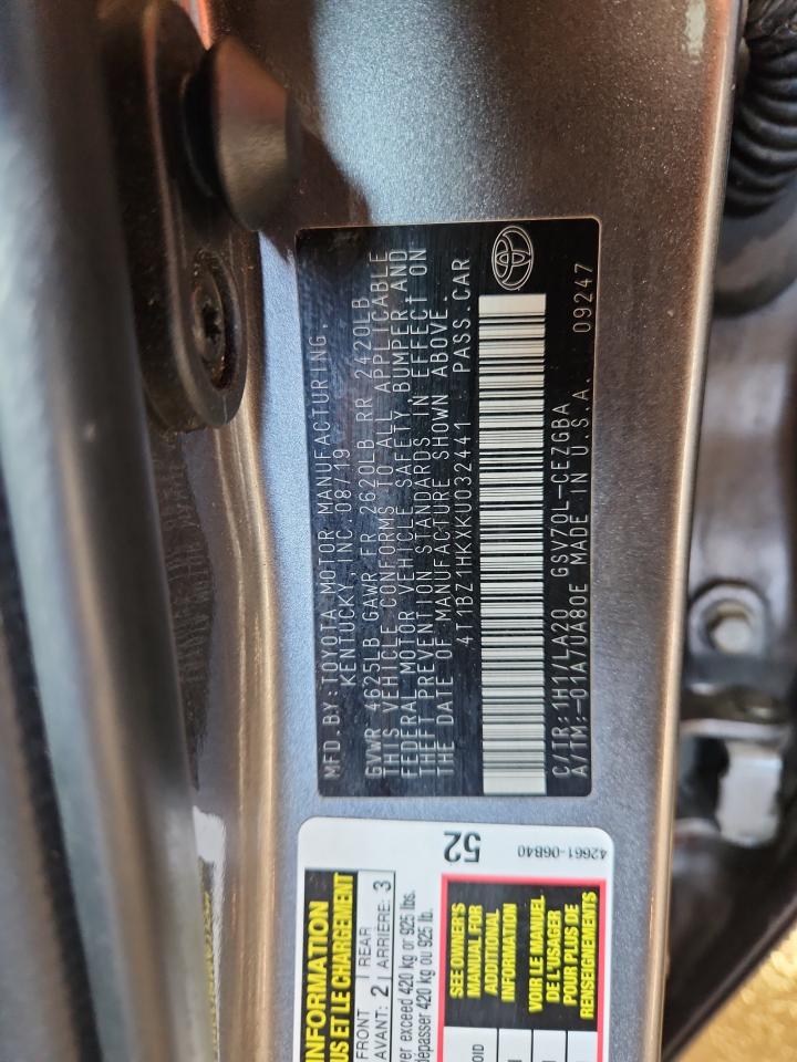 2019 Toyota Camry Xse VIN: 4T1BZ1HKXKU032441 Lot: 86513295